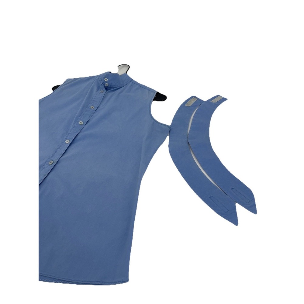 Devon & Jones Womens Blue Sleeveless Detachable Collar Button‎ Down Shirt L